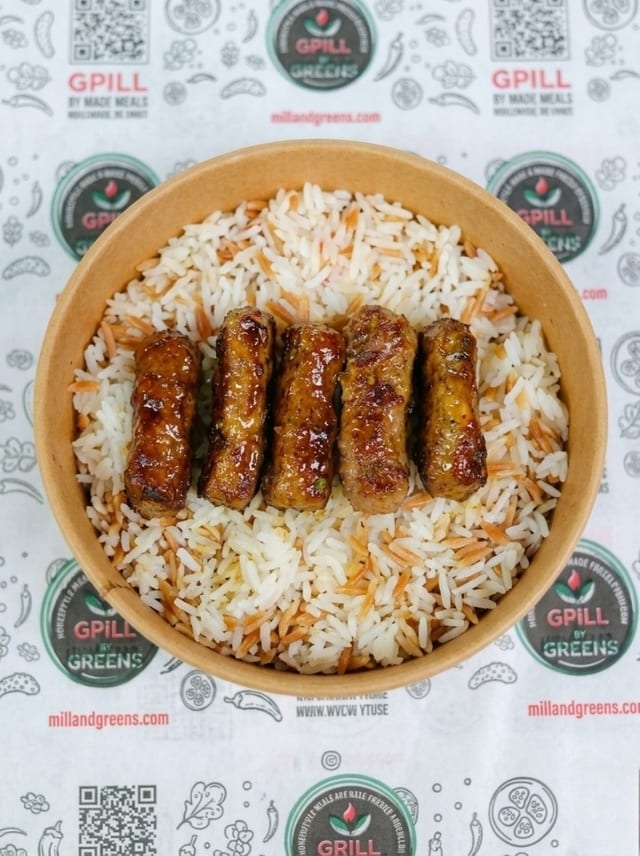 Kofte Plate with Rice or Salad.