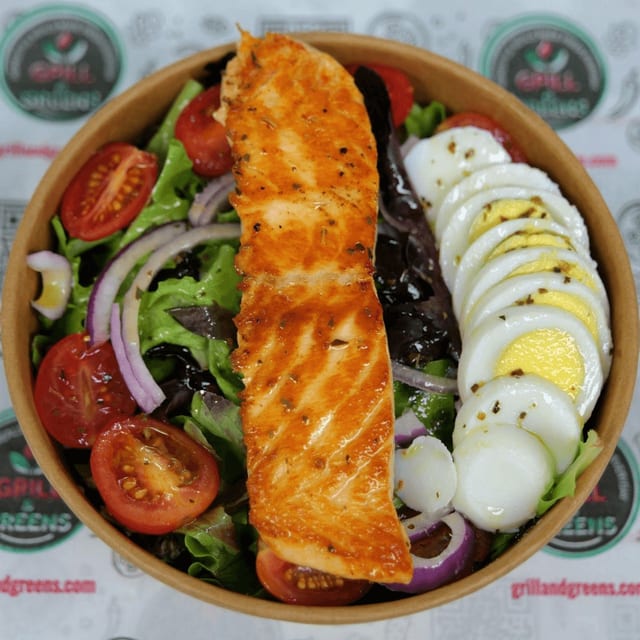 Grilled Salmon w/House Salad - Catering(Min. 10 People).