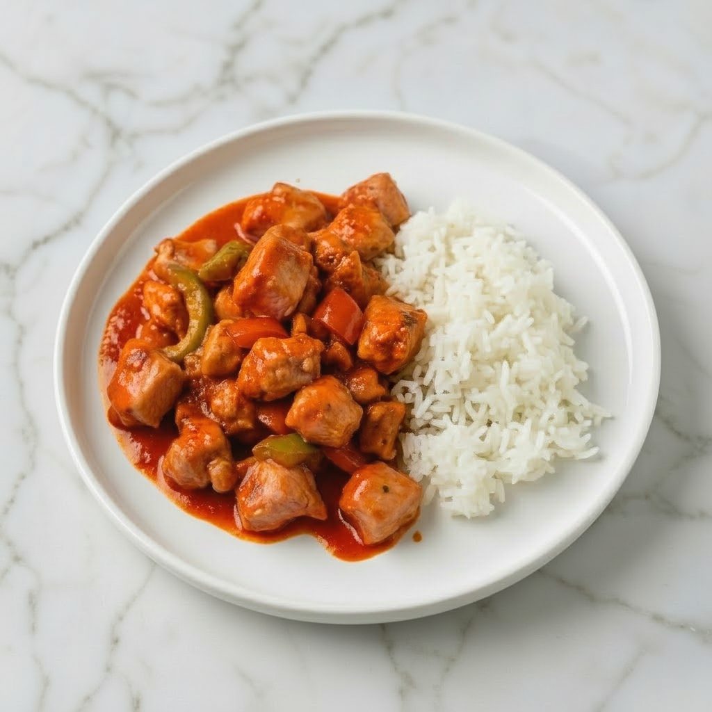Chicken Dragon Sauce with Rice.