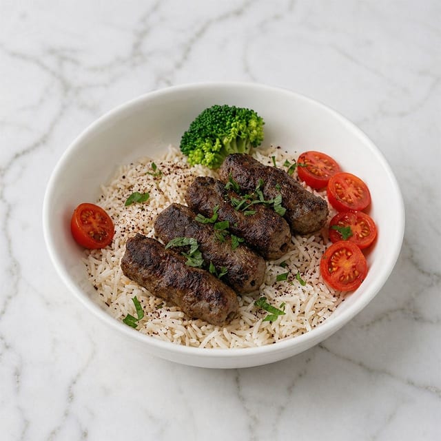 Kofte Kebab with Rice or House Salad.