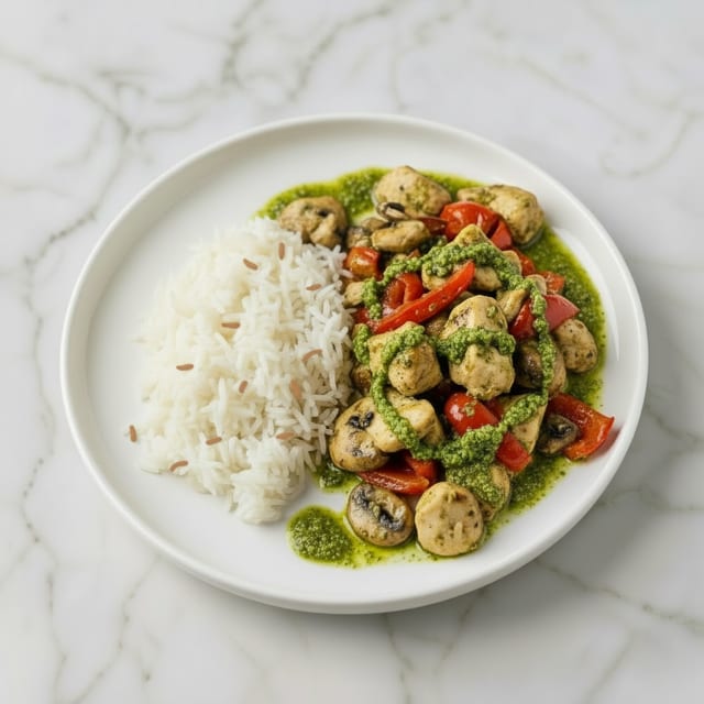 Pesto Chicken with Rice.