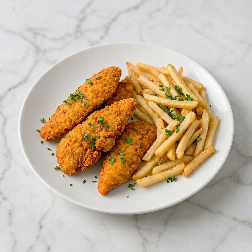 Chicken Fingers (4 Pcs.) with fries.