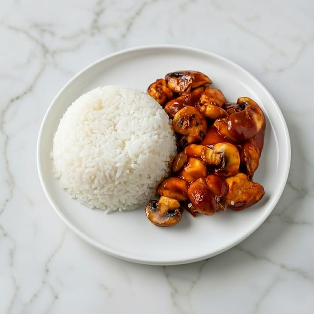 Chicken Barbeque Mushroom with Rice.