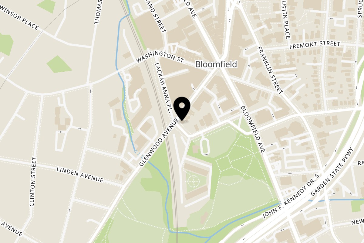 Map showing the location of Grill and Greens Grill and Greens Bloomfield on 265 Glenwood Ave in Bloomfield